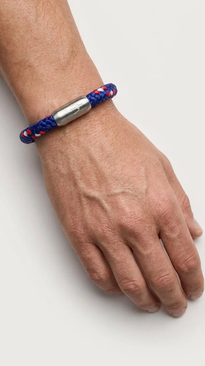 Nautic Force – Nautical Spirit | Segeltauarmband Herren Blau Rot 8mm
