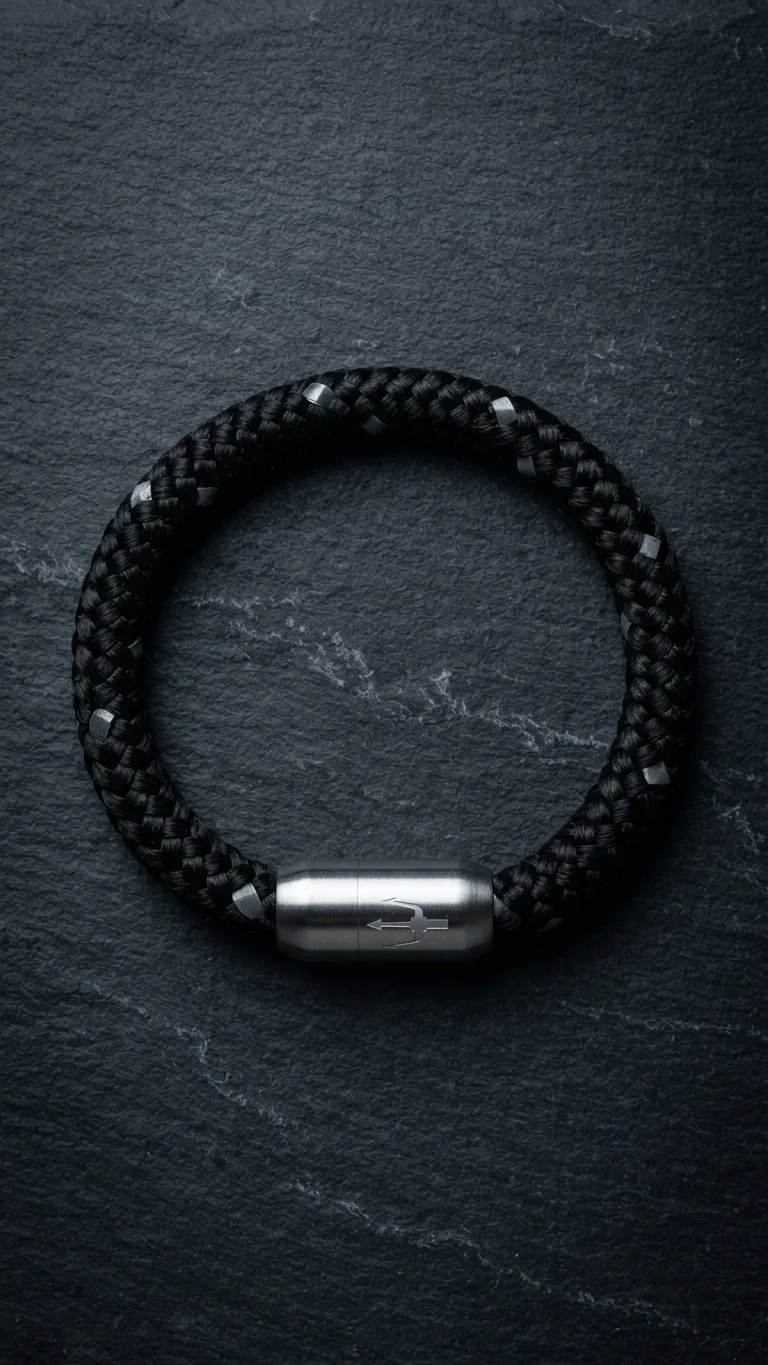 Nautic Force – Reflective Shadow | Segeltauarmband Herren Schwarz Reflex 8mm