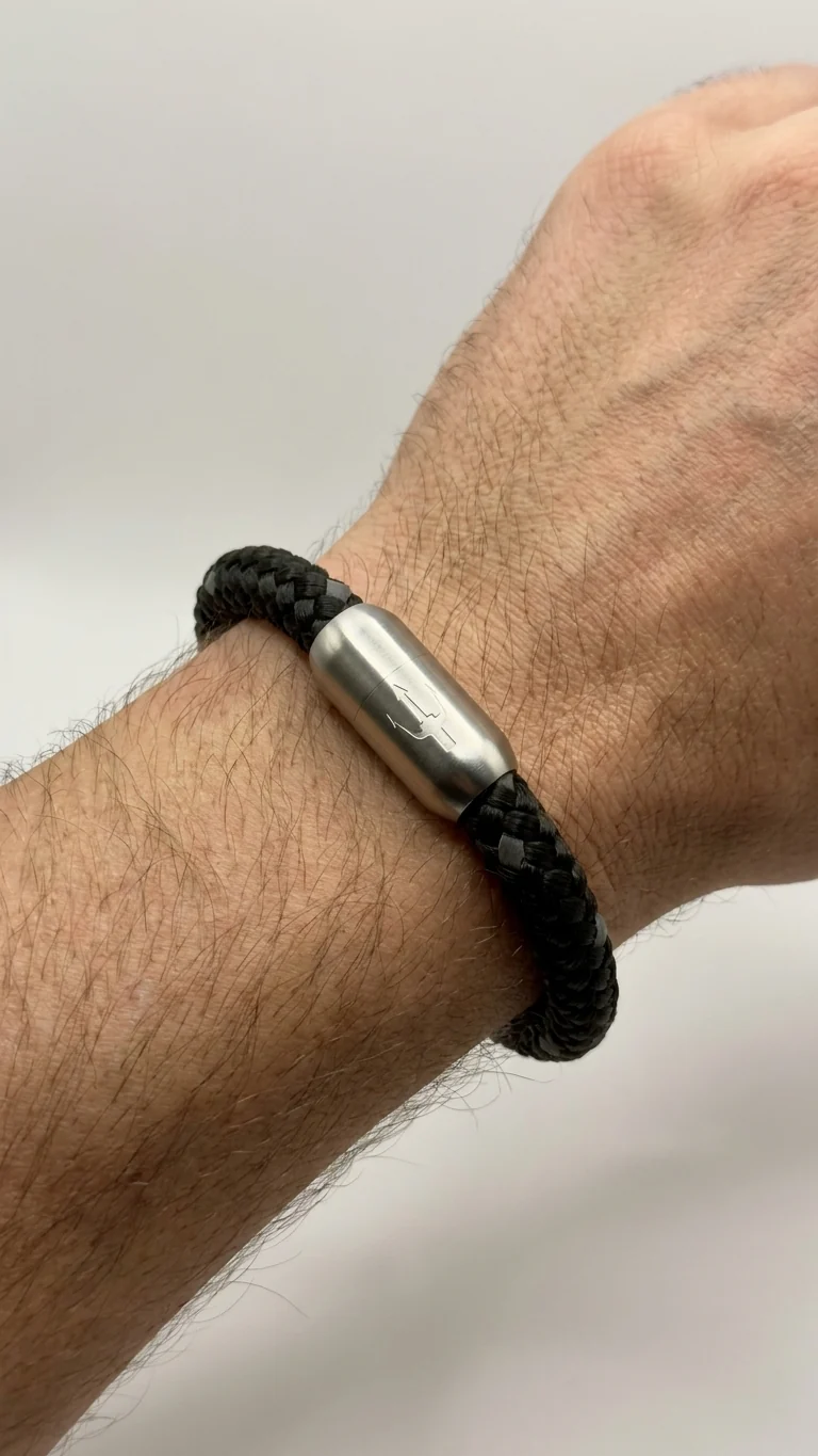Nautic Force – Reflective Shadow | Segeltauarmband Herren Schwarz Reflex 8mm
