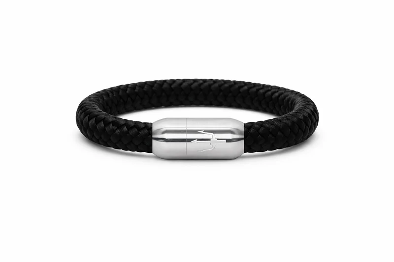 Nautic Force – Midnight Steel | Segeltauarmband Herren Schwarz 8mm