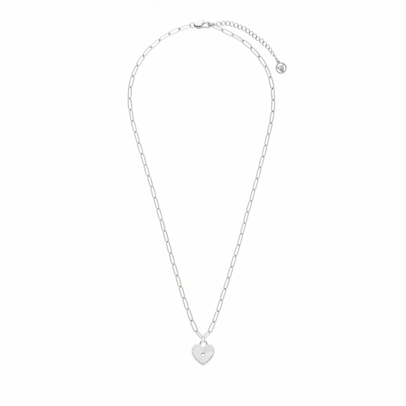 Sunray Heart Charm Pendant Necklace