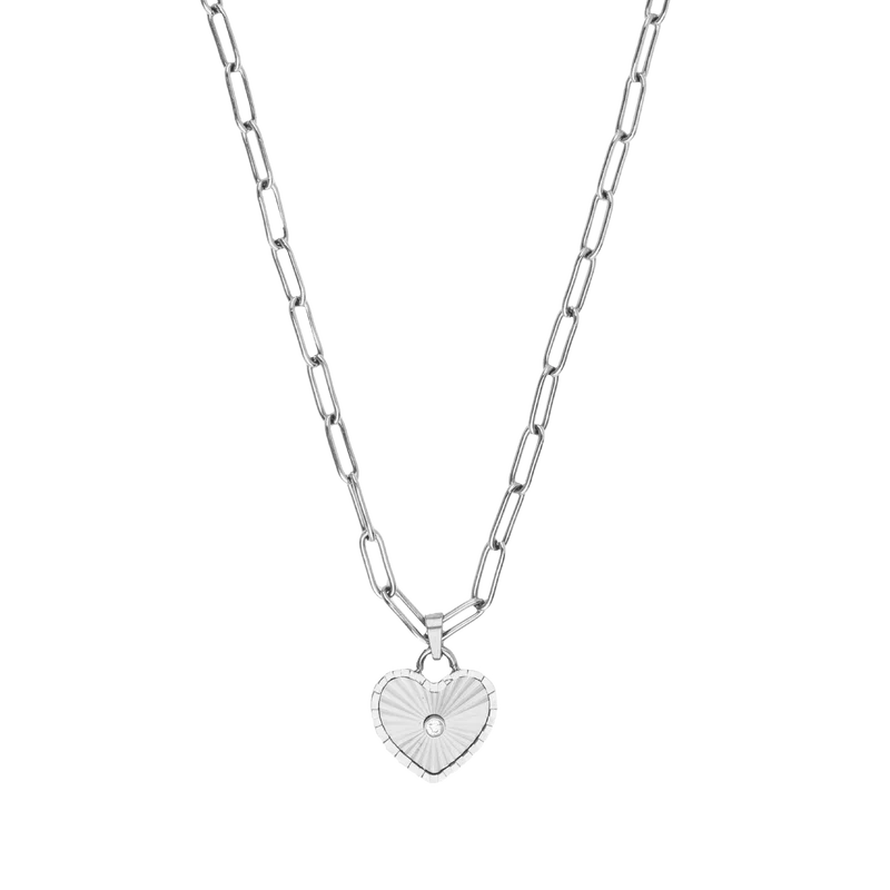 Sunray Heart Charm Pendant Necklace