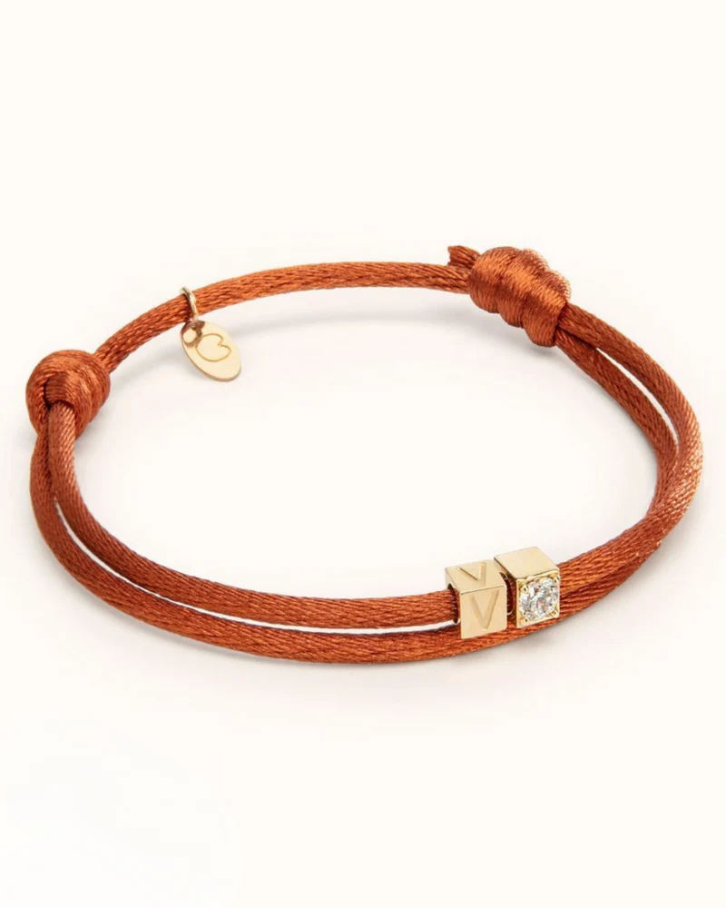 14k Initial Cube Armband - Armband met Initialen