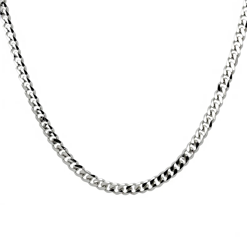 Men's Silver Diamond-Cut Curb Link Chain Necklace