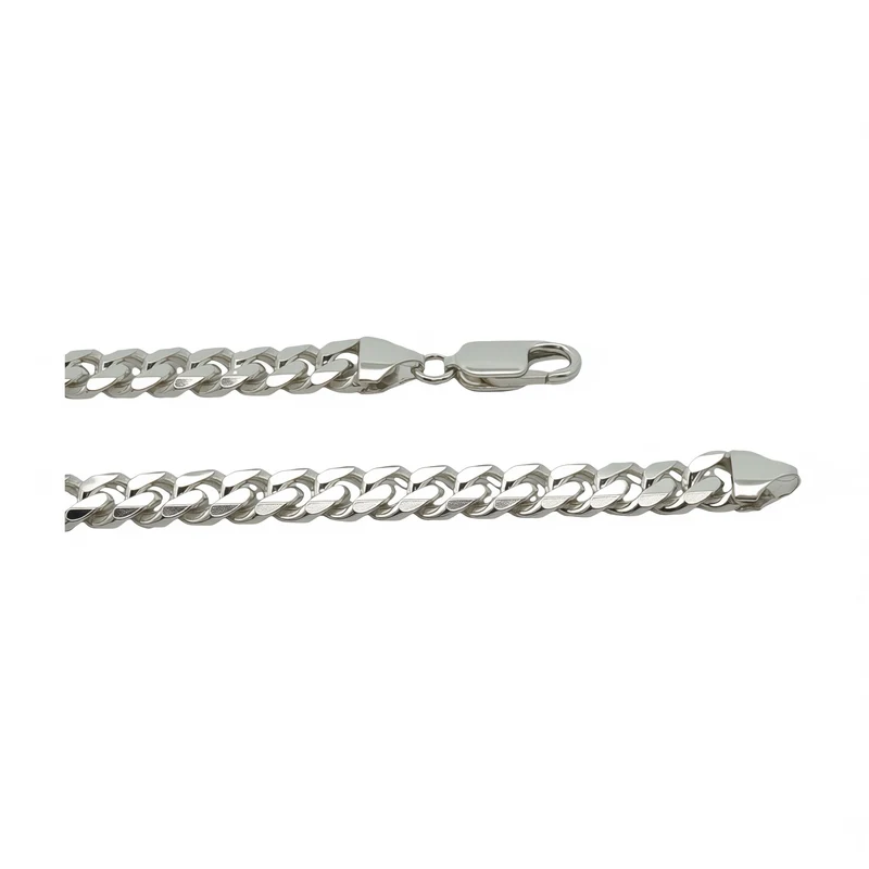 Men's Silver Curb Link Chain Bracelet, 21cm