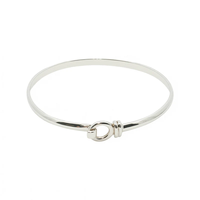 Solid Silver Round Hook Bangle