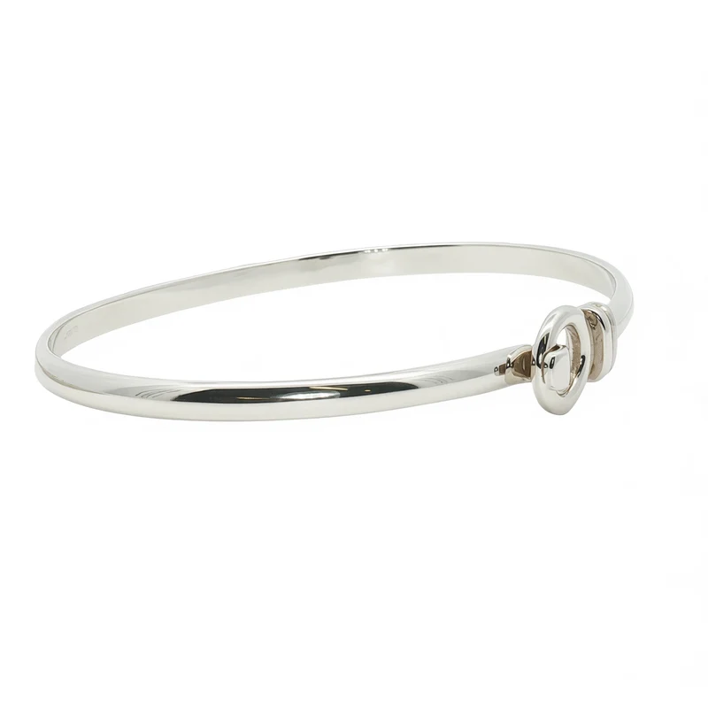 Solid Silver Round Hook Bangle