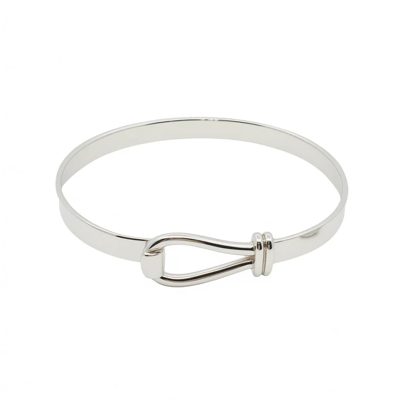 Solid Silver Loop Hook Bangle