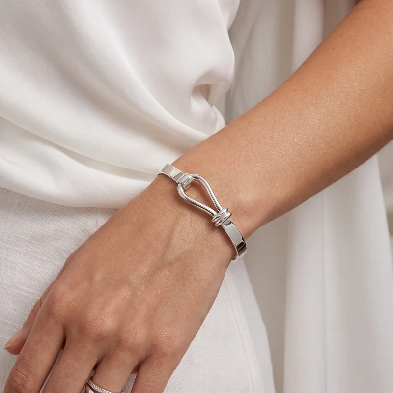 Solid Silver Loop Hook Bangle