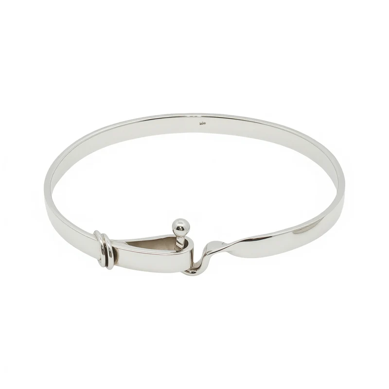 Solid Silver Hook Clasp Bangle
