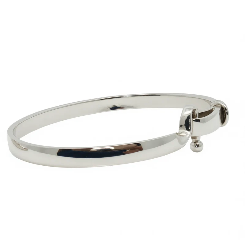 Solid Silver Hook Clasp Bangle