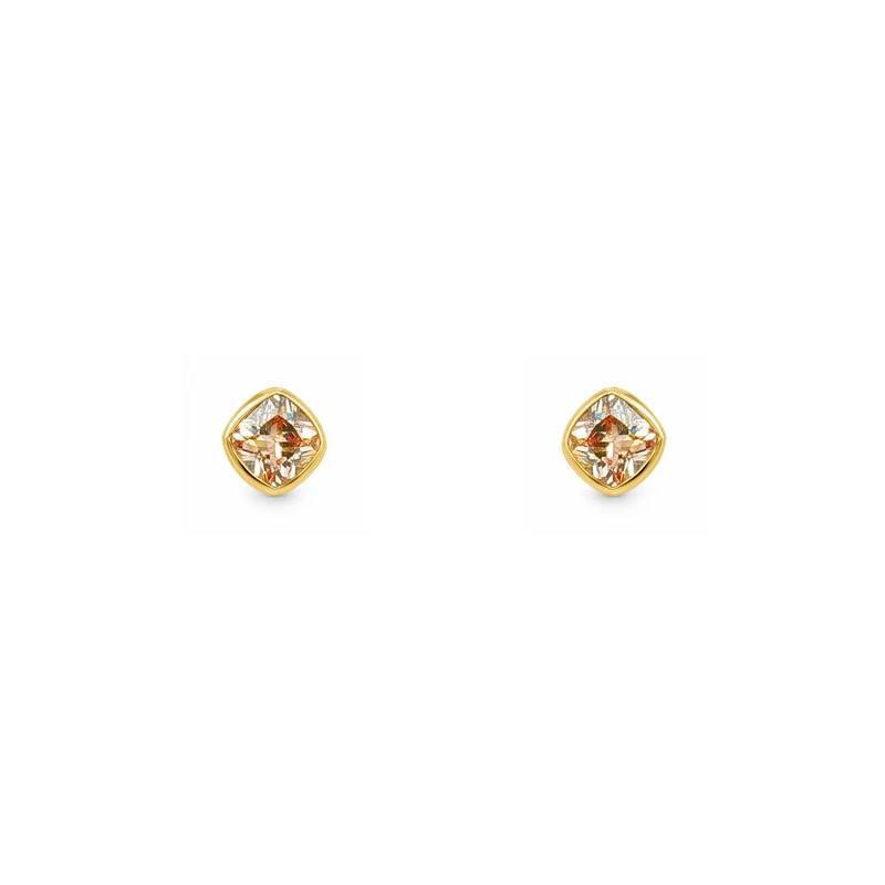 Gold Plated and Champagne CZ November Birthstone Stud Earrings