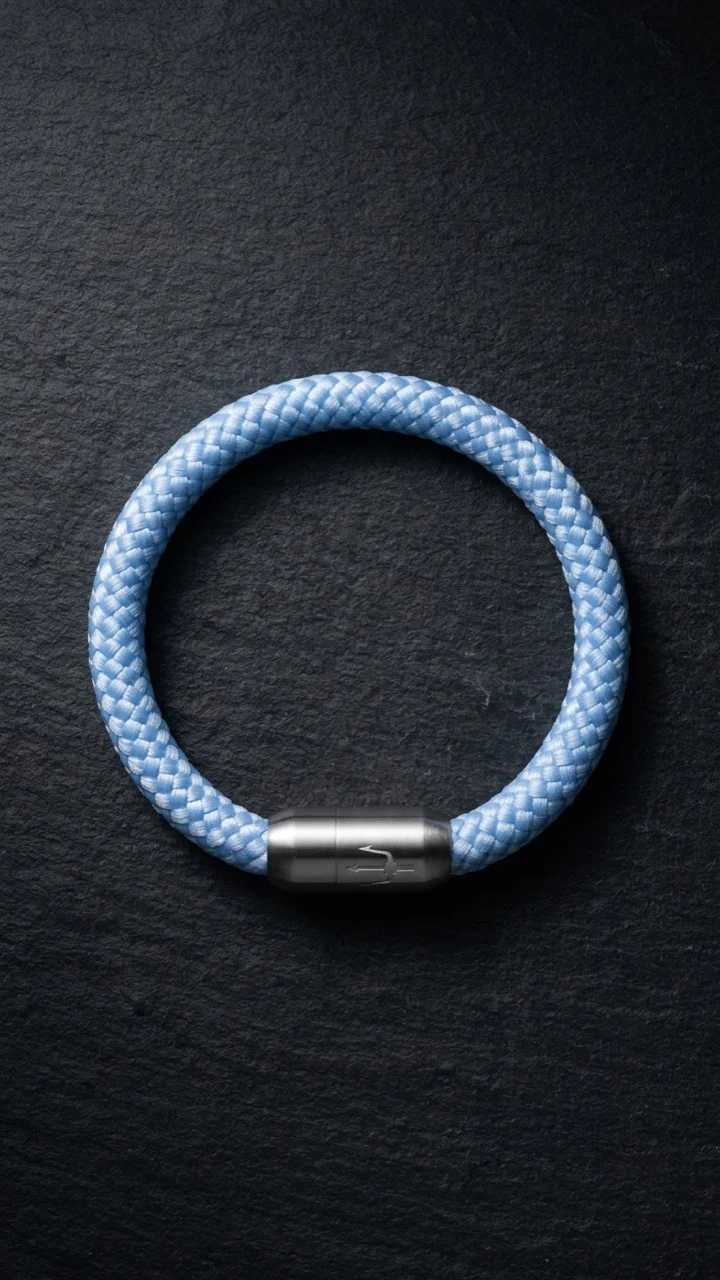 Nautic Force – Crystal Wave | Segeltauarmband Herren Babyblau 8mm