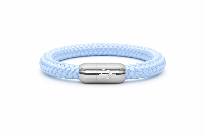 Nautic Force – Crystal Wave | Segeltauarmband Herren Babyblau 8mm