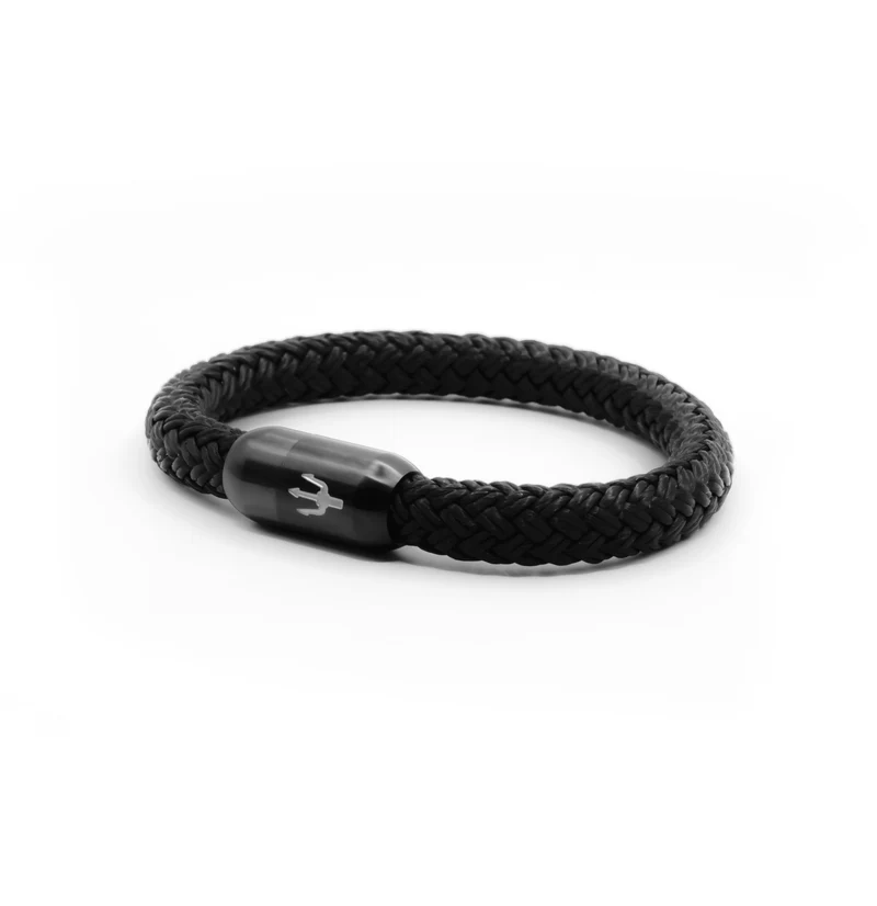 Nautic Force – Black Triton | Segeltauarmband Herren Schwarz 8mm