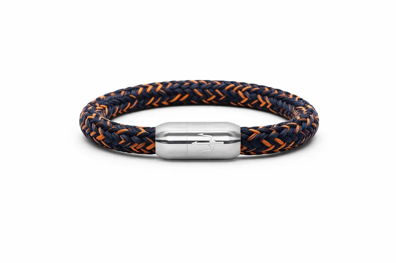 Nautic Force – Midnight Flame | Segeltauarmband Herren Blau Orange 8mm