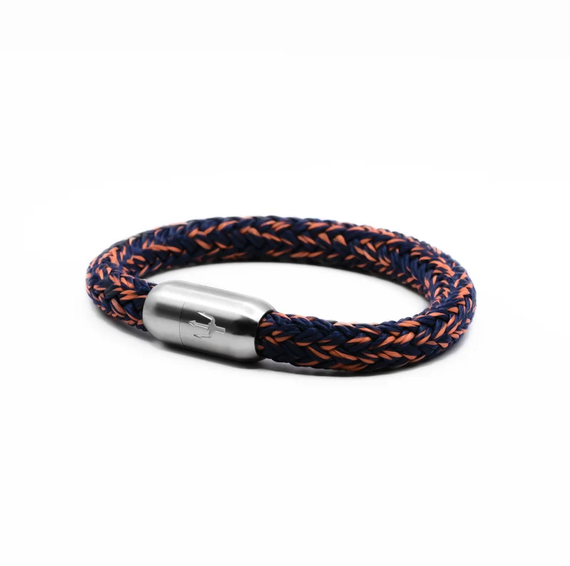 Nautic Force – Midnight Flame | Segeltauarmband Herren Blau Orange 8mm