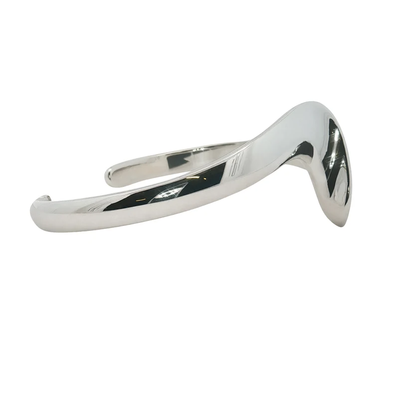 Solid Silver Sculptual Wave Bangle