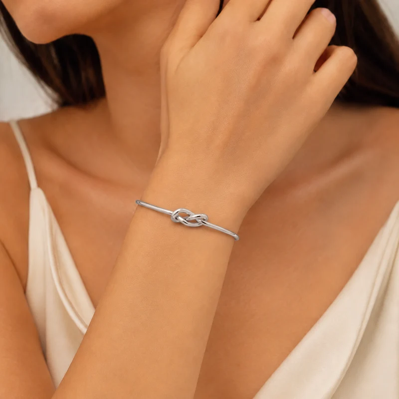 Solid Silver Open Infinty Knot Bangle