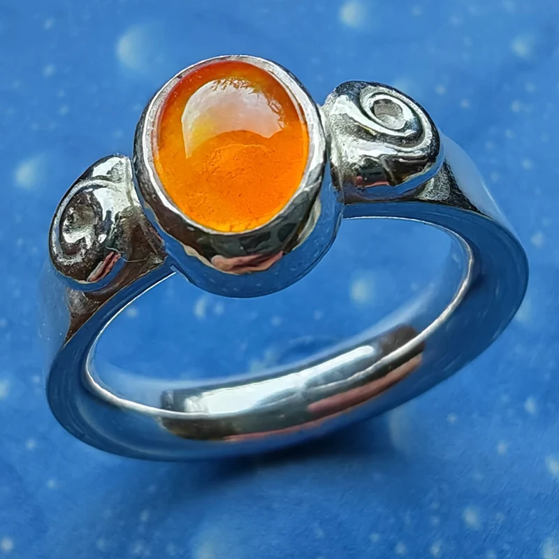 Feueropal Ring Silber maritim
