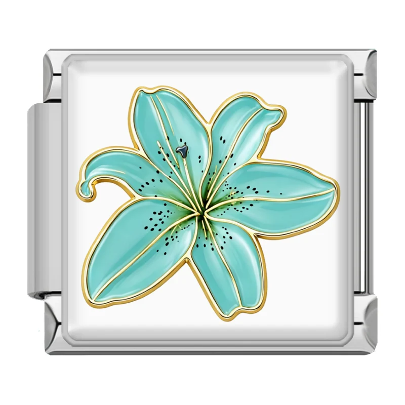 Türkise Lilienblüte Silber