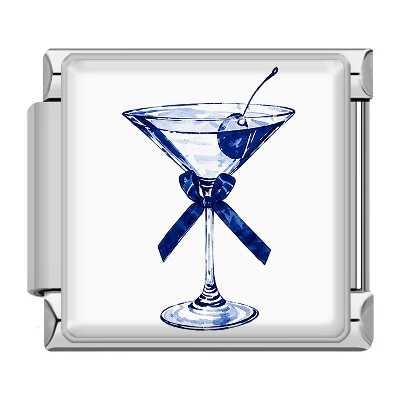 Blaues Cocktailglas Silber
