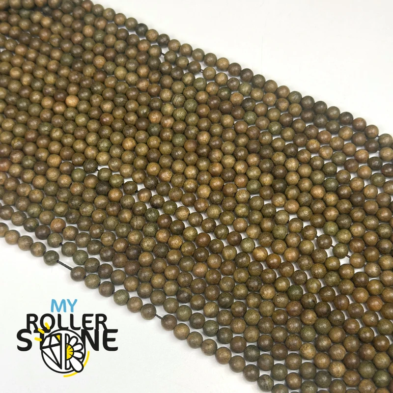 6 mm grüne Sandelholzperle