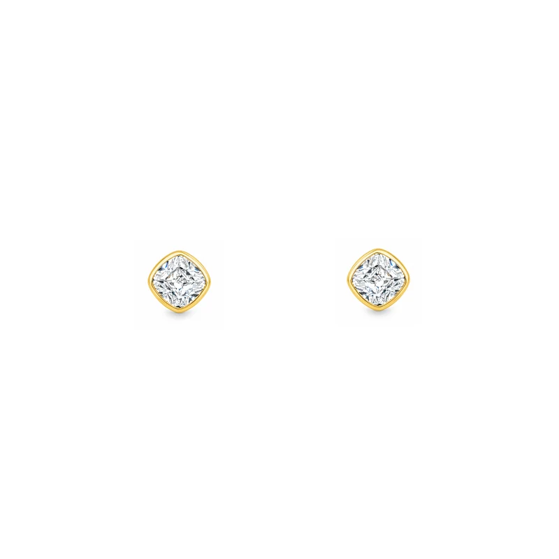 Gold Plated and Clear CZ April Birthstone Stud Earrings