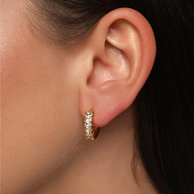 Zircon Hoop Ohrringe | 18K vergoldet