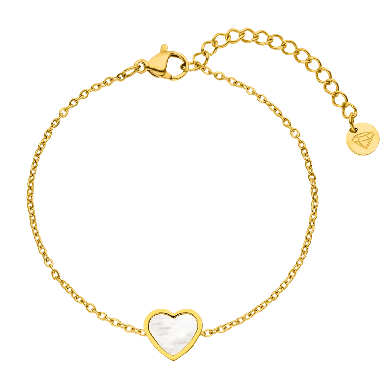 Perlmutt Herz Armband | 18K vergoldet
