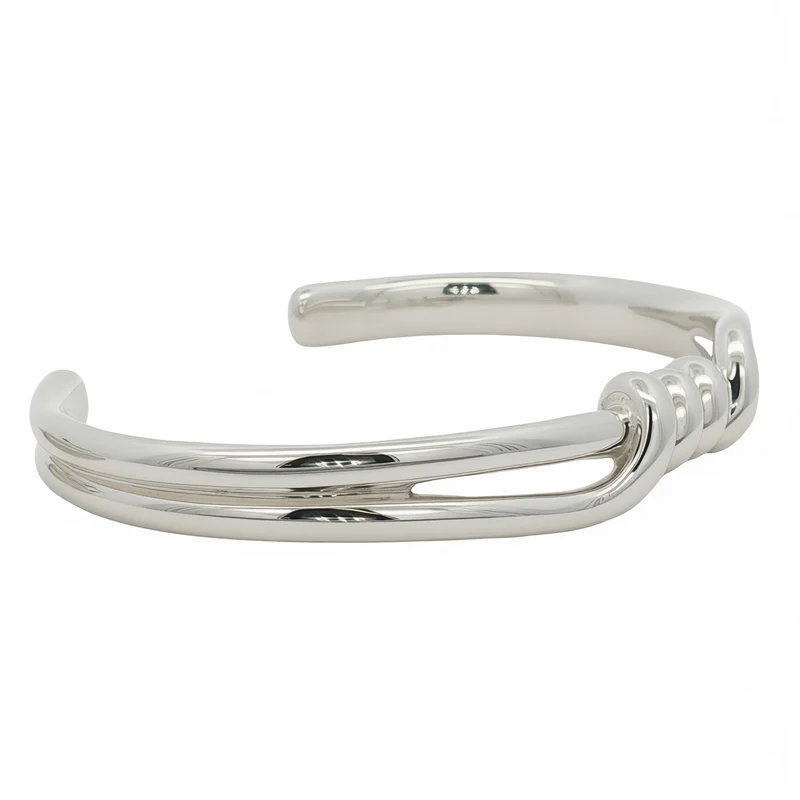 Solid Silver Twisted Knot Bangle