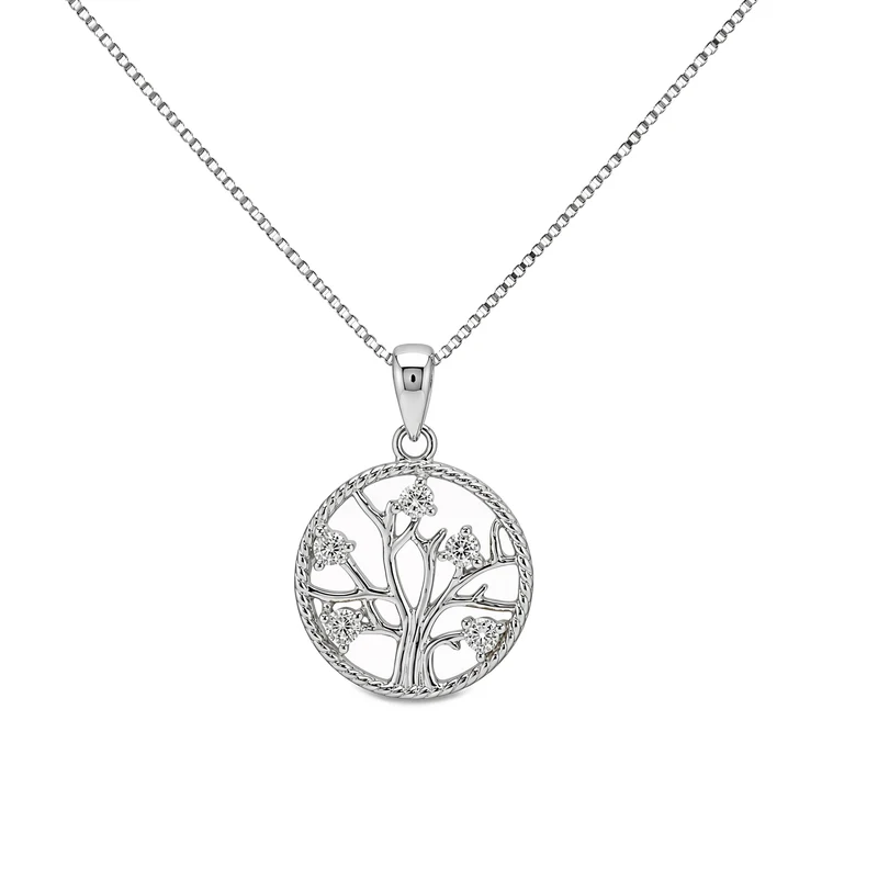Silver & CZ Positivitree Pendant Necklace