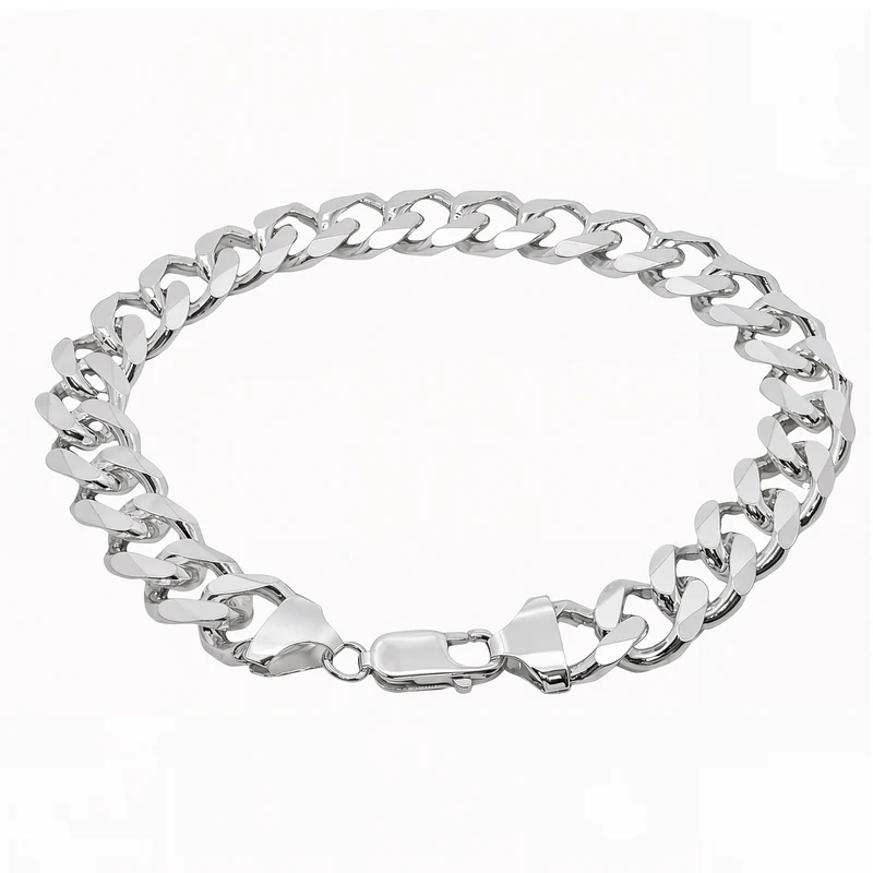 Men's Chunky Diamond-Cut Flat Curb Bracelet, 20cm