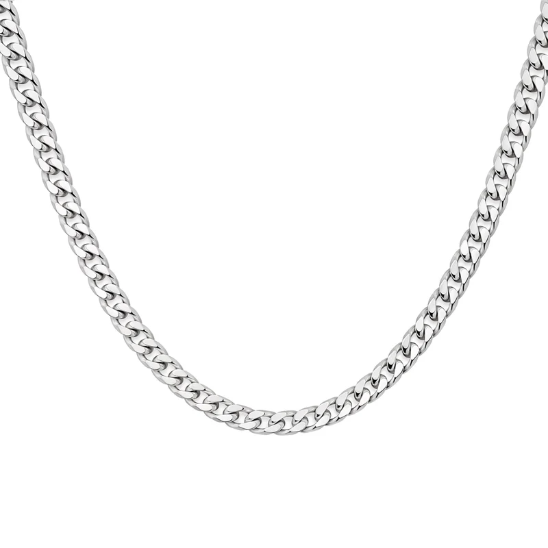 Men's Chunky Diamond-Cut 6.5 mm Flat Curb Chain Necklace, 55cm