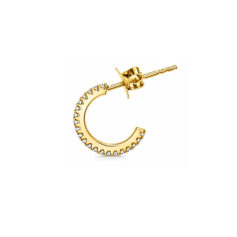 Gold Small CZ Half-Hoop Stud Earrings