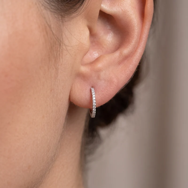 Silver Small CZ Half-Hoop Stud Earrings