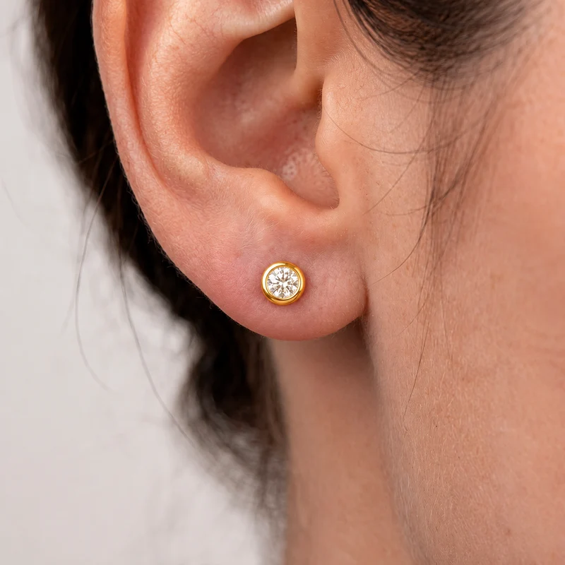 Gold Tiny CZ Stud Earrings