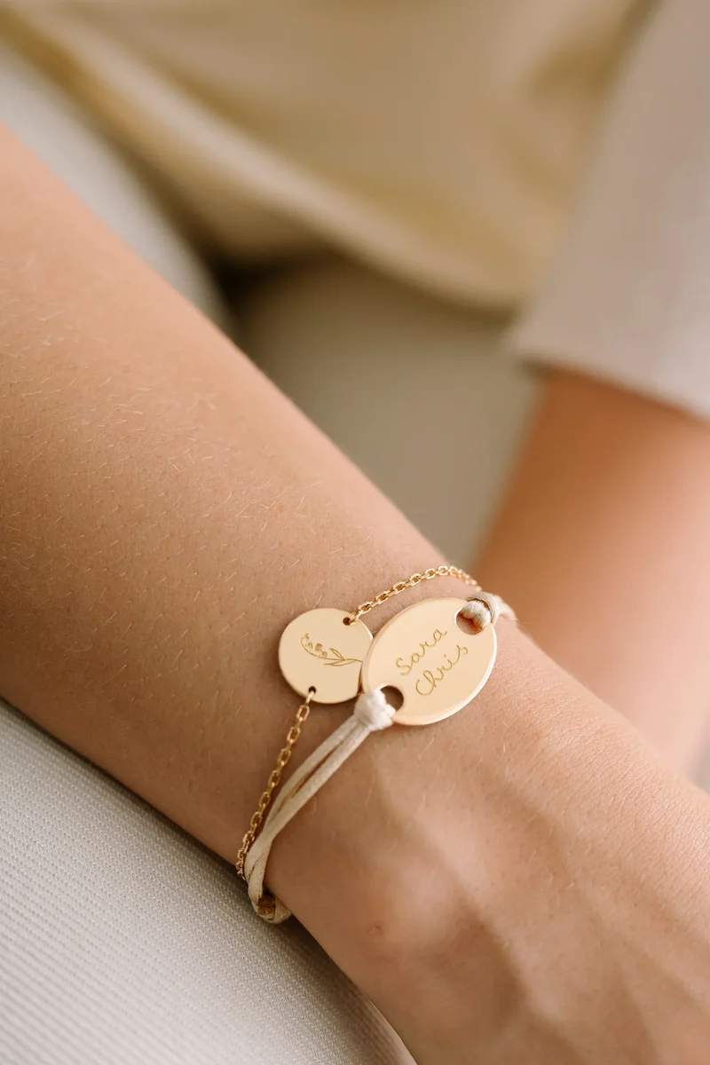 Geboortebloem Boeket Coin Armband - Verguld - Gepersonaliseerde Armband