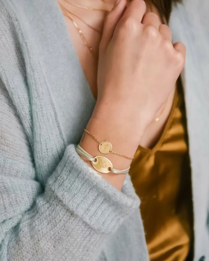 Geboortebloem Boeket Coin Armband - Verguld - Gepersonaliseerde Armband