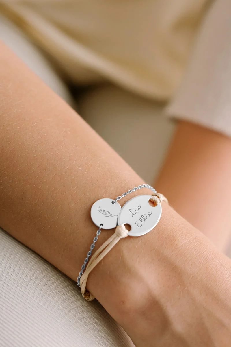 Geboortebloem Boeket Coin Armband - Zilver - Gepersonaliseerde Armband