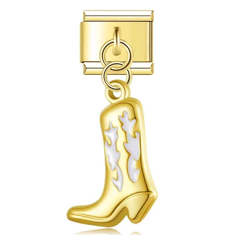 Weiß/Gold Stiefel Anhänger