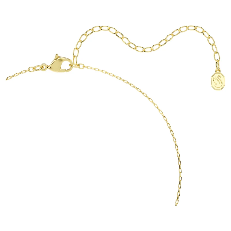 Una Angelic Halo Pendant Necklace with Round Cut White Crystal in 18ct Yellow Gold Finish