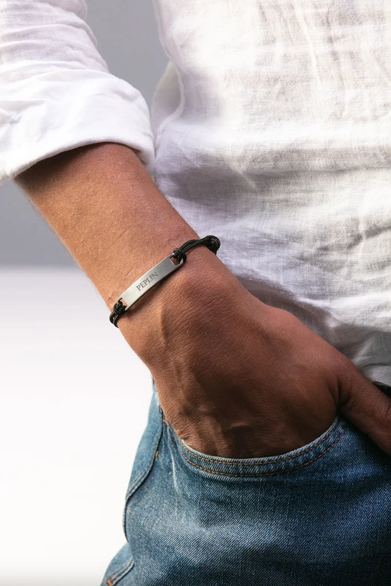 Herknopen Mannen Armband - Zilverkleurig staal - Gepersonaliseerde Heren Armband