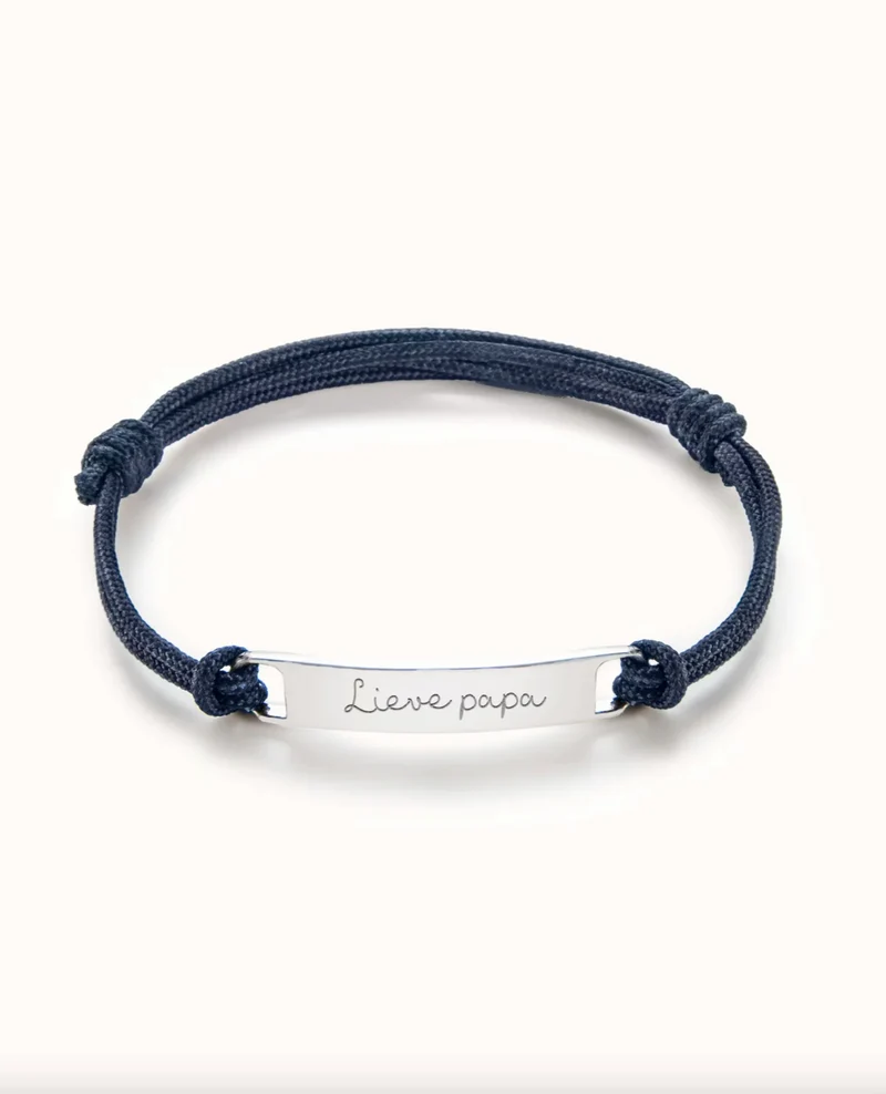 Herknopen Mannen Armband - Zilverkleurig staal - Gepersonaliseerde Heren Armband