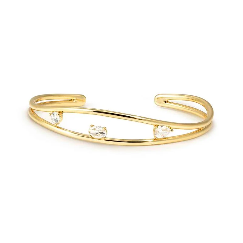 My Rebel Art Small Bangle in Gold with Oval CZ