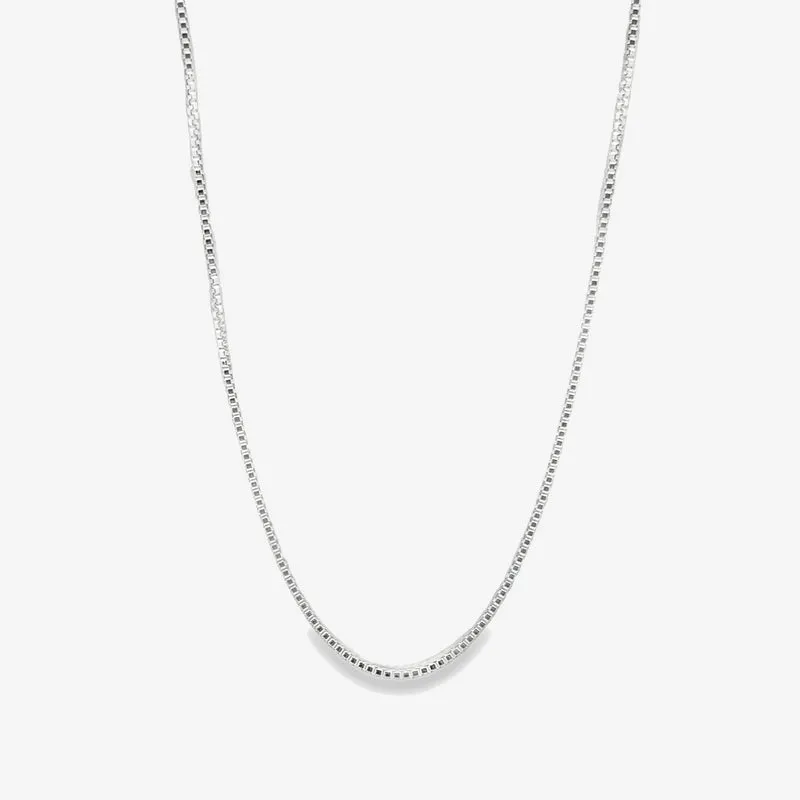 Silver 5mm Light Box Chain Necklace, 50cm
