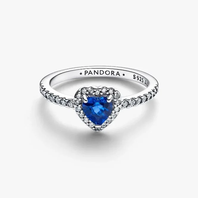 Elevated Princess Blue Heart Ring, Size 56