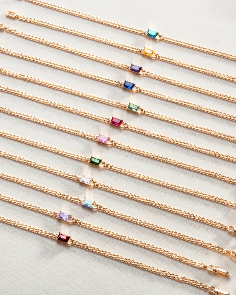 Geboortesteen Chain Armband - Verguld - Geboortesteen Armband