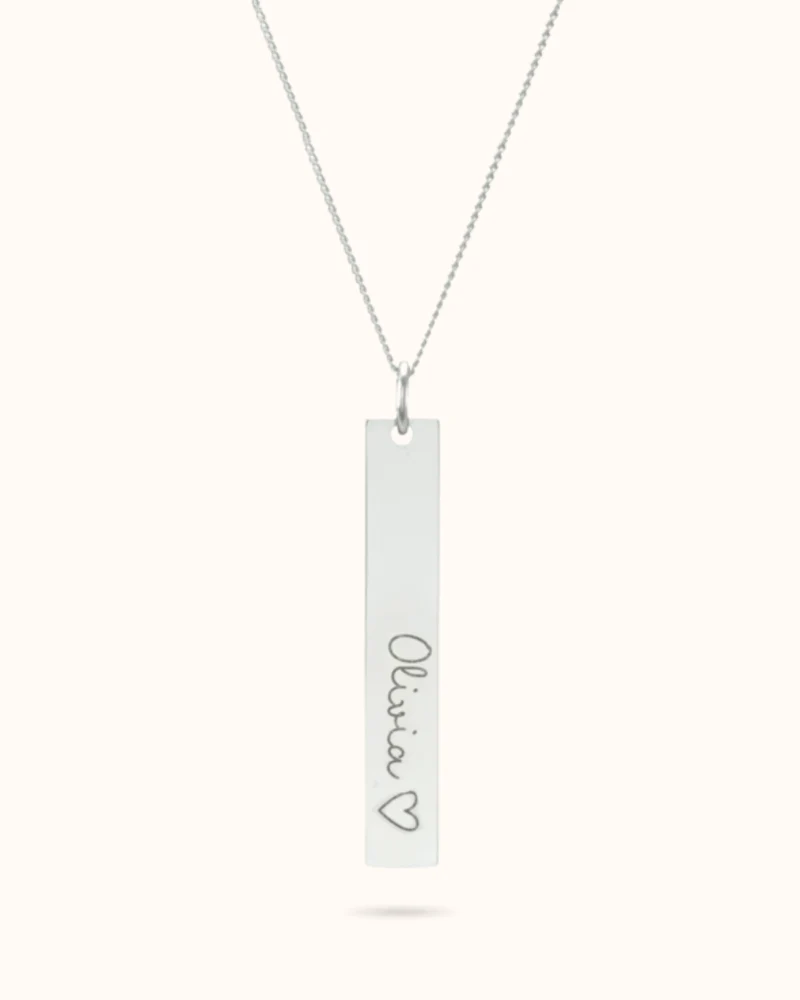 Vertical Bar Ketting - Zilver - Gepersonaliseerde Ketting