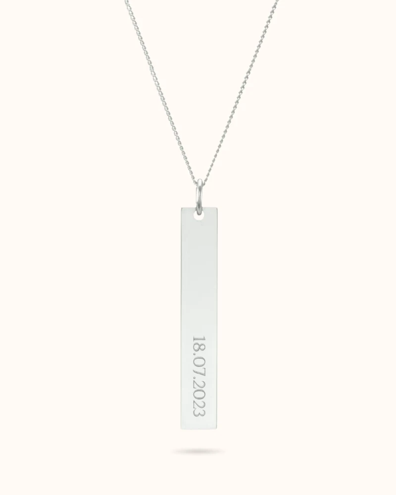 Vertical Bar Ketting - Zilver - Gepersonaliseerde Ketting